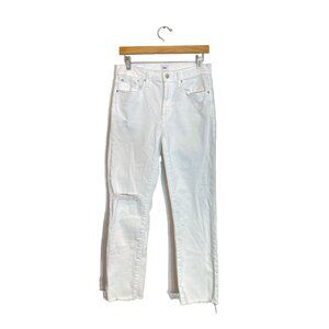 Edwin Women's White Straight Leg Jean Size 28 Distressed Raw Hem Cotton Stretch